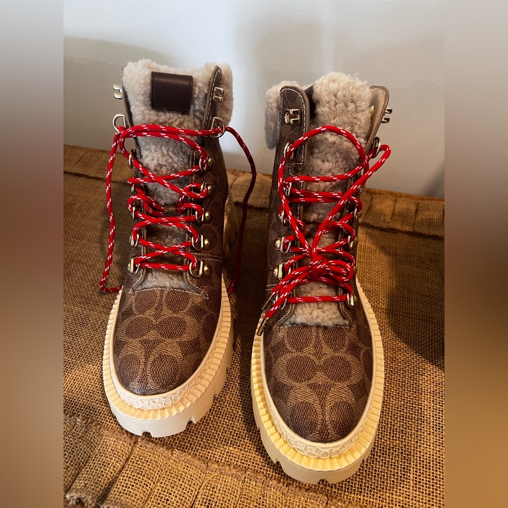 Coach Janel Boot – Signature Canvas with Shearling – Size 6.5 (New, No Box)